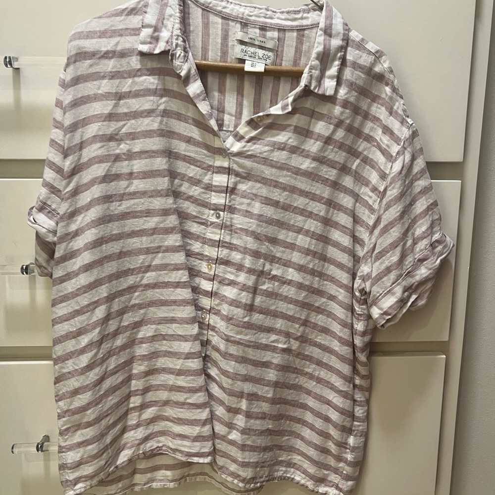 Rachel Zoe Linen Striped Top